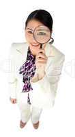 businesswoman with magnifying glass