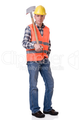Construction worker with a spate