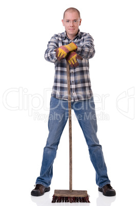 Man with broom