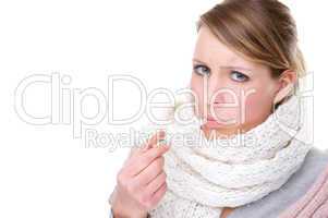 Woman with clinical thermometer