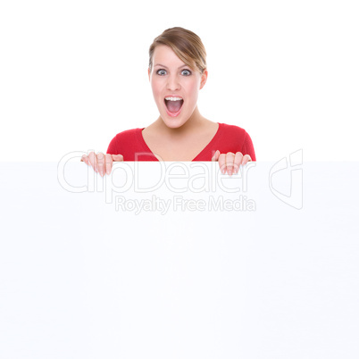 Woman with blank sign
