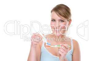 Woman with toothbrush