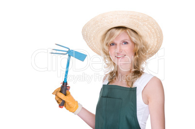 Gardener with rake
