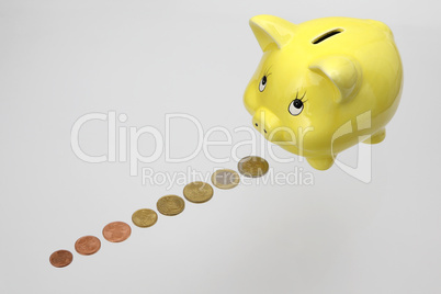 Piggy bank with Euro coins