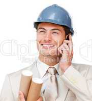 Assertive young architect on phone