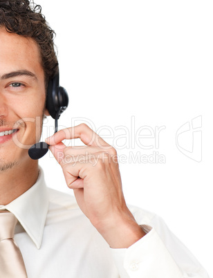 businessman using headset