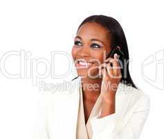 Afro-american businesswoman on phone