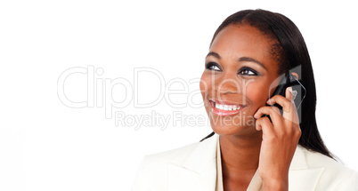 Afro-american businesswoman on phone