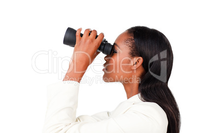 businesswoman looking binocular