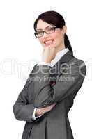 elegant businesswoman wearing glasses