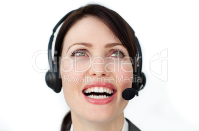 businesswoman using headset