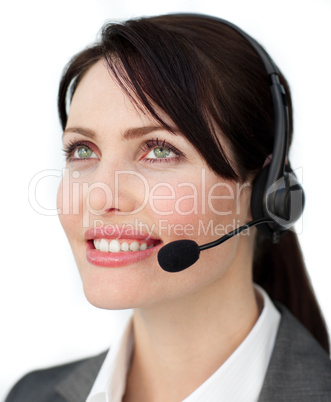 service agent using headset