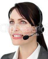 service agent using headset