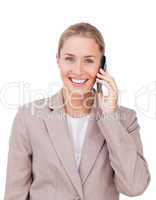 female executive on phone