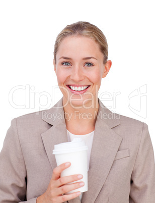 businesswoman drinking a coffee