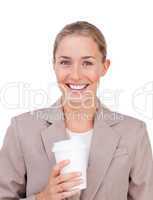 businesswoman drinking a coffee
