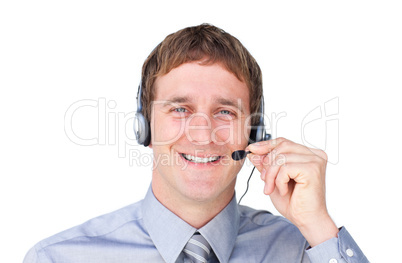 businessmnan with headset on