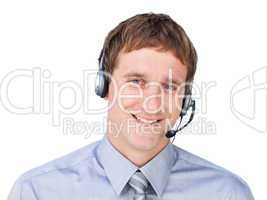 businessmnan with headset on