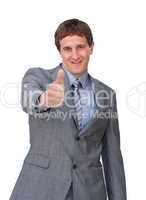 Success businessman with thumb up