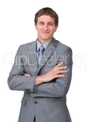Attractive businessman with folded arms