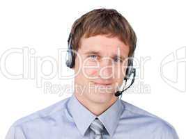 businessmnan with headset on