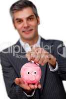 male executive saving money