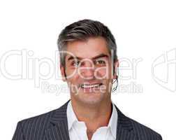 businessman with headset on