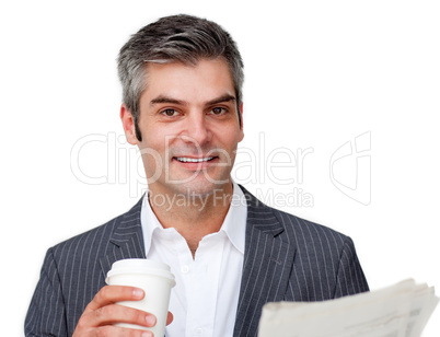 businessman reading a newspaper