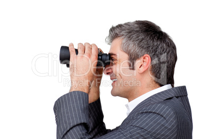 businessman using binoculars