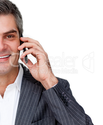 smiling businessman on phone