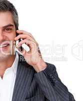smiling businessman on phone