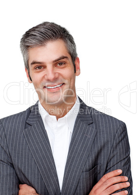 mature businessman with folded arms