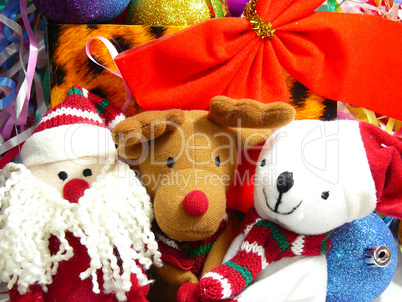 Christmas toys, Santa Klaus, a deer and a bear