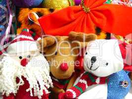Christmas toys, Santa Klaus, a deer and a bear