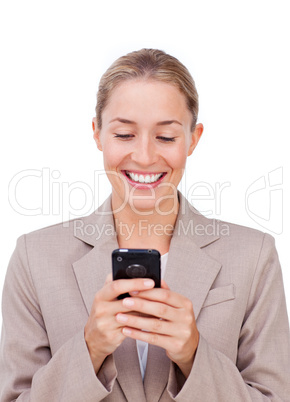 businesswoman sending a text