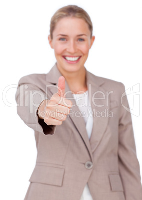 businesswoman with thumb up