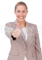 businesswoman with thumb up
