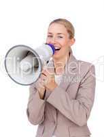 businesswoman with megaphone