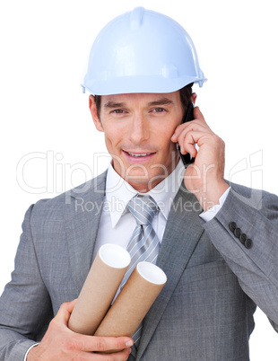 male architect on phone