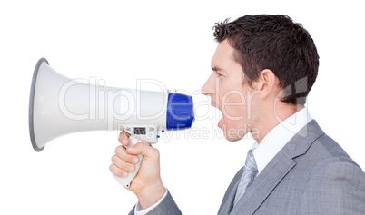 Businessman with a megaphone