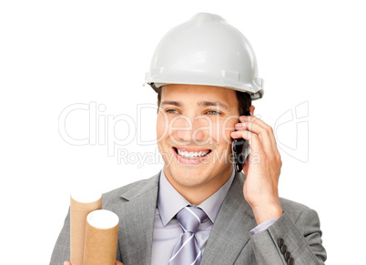 male architect on phone