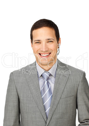 businessman with headset on