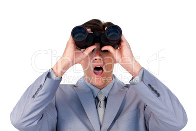 businessman looking through binoculars