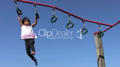 Little Girl On Playground Rings