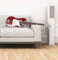 sofa with guitar