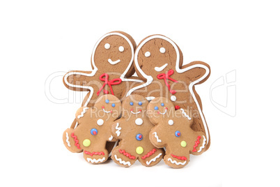 Gingerbread People With Mom, Dad and 3 Children