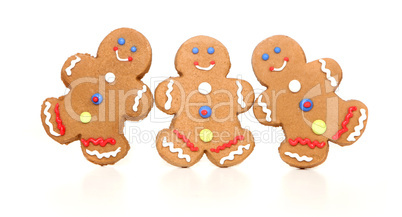 Happy Smiling Gingerbread Figures on White