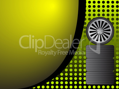 Car wheels on colored background