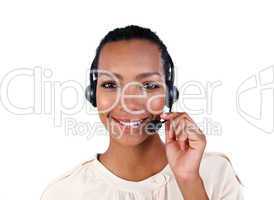 customer service with headset on