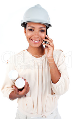 female architect on phone